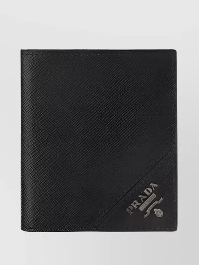 Prada Leather Billfold Wallet Logo Plate