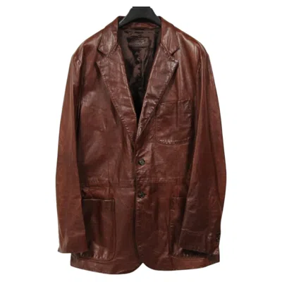 Pre-owned Prada Leather Blazer Jacket It 54 Large Oxblood Red Single Breasted Pocket Coat