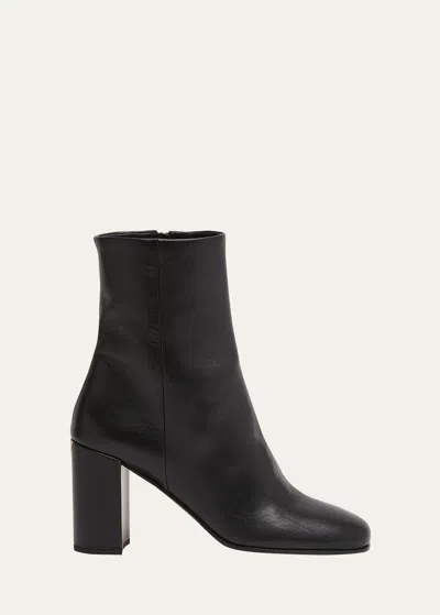 PRADA LEATHER BLOCK-HEEL ANKLE BOOTS