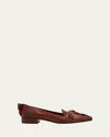 Prada Leather Block-heel Loafers In Brown