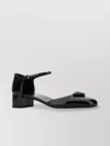 Prada Leather Block Heel Pumps With Patent Finish In Black