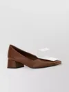 Prada Leather Block Heel Pumps With Square Toe