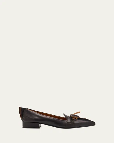 Prada Leather Block-heel Loafers In Brown