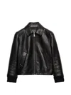 Prada Leather Blouson Jacket In Black