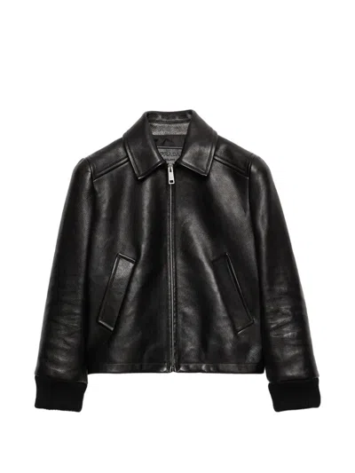 PRADA LEATHER BLOUSON JACKET