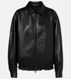 Prada Long-sleeved Leather Jacket In Black