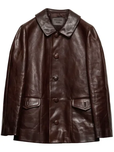 Prada Jacke Aus Leder In Braun