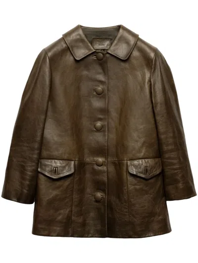 PRADA LEATHER BLOUSON JACKET