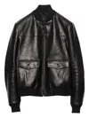 Prada Mens Black Patch-pocket Leather Bomber Jacket In Black