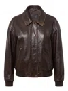Prada Leather Bomber Jacket In Brown