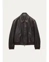 Prada Leather Bomber Jacket In Brown
