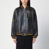 Prada Leather Bomber Jacket In Black