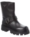 Prada Solid Color Biker Boots In Black