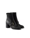 Prada Leather Booties In Black