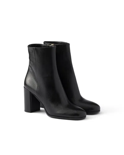 Prada Leather Booties In Black