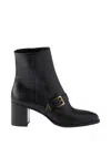 Prada Black Leather Ankle Boots In Black