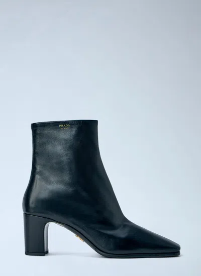 Prada Leather Booties In Black