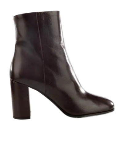 Prada Leather Booties In Brown