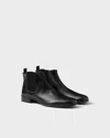 Prada Leather Boots With Logo Print In Multi