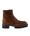 Prada Leather Booties In Of Cognac