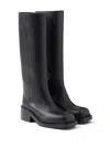 Prada Leather Knee-high Boots With Low Block Heel