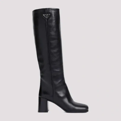 Prada Leather Boots 38+ In Black