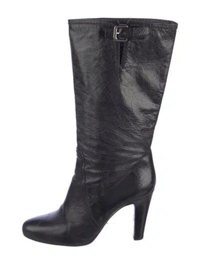 Pre-owned Prada Leather Boots In Black