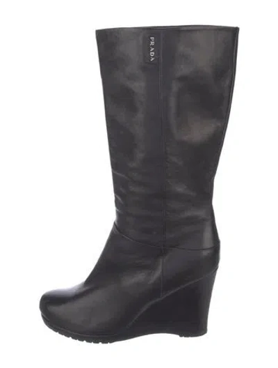 Pre-owned Prada Leather Boots In Black