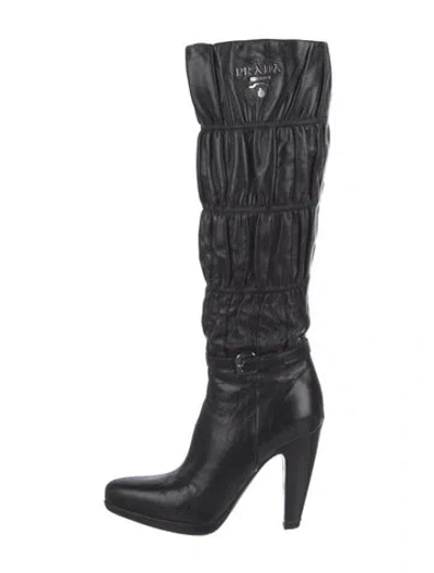 Pre-owned Prada Leather Boots In Black