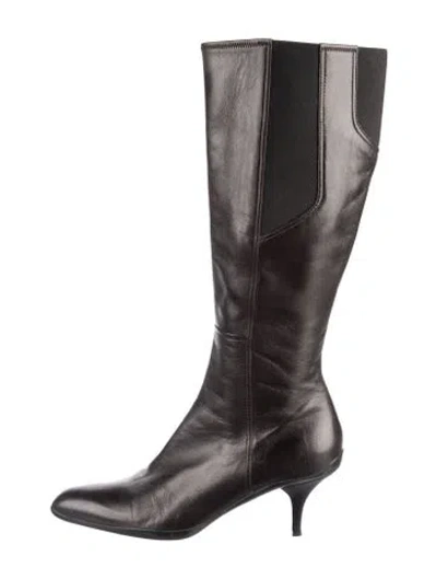Pre-owned Prada Leather Boots In Black