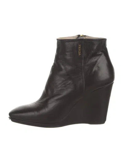 Pre-owned Prada Leather Boots In Black