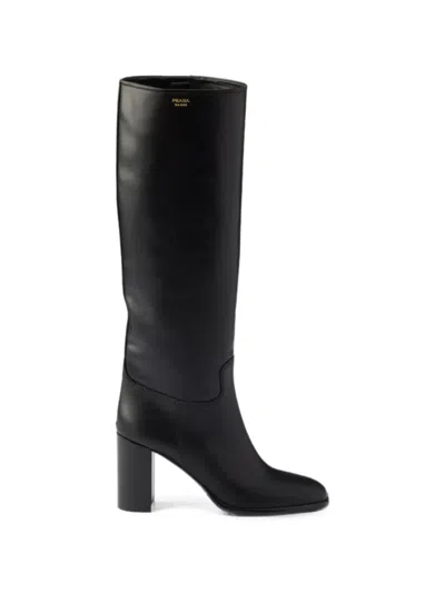 Prada Leather Boots In Black