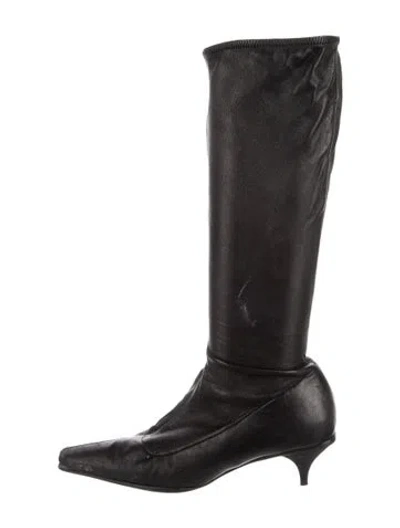 Pre-owned Prada Leather Boots In Black
