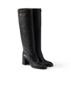 Prada Leather Boots In Black