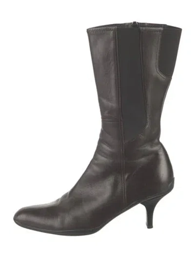 Pre-owned Prada Leather Boots In Black