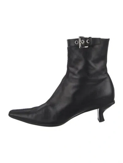 Pre-owned Prada Leather Boots In Black