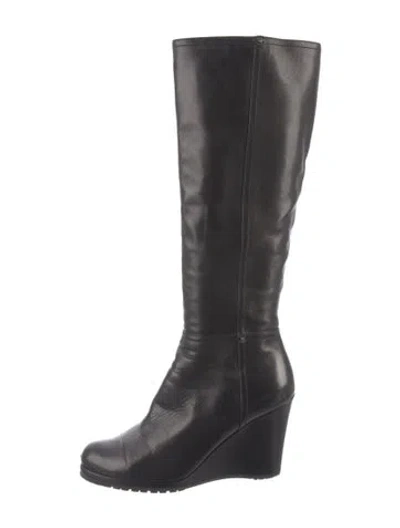 Pre-owned Prada Leather Boots In Black
