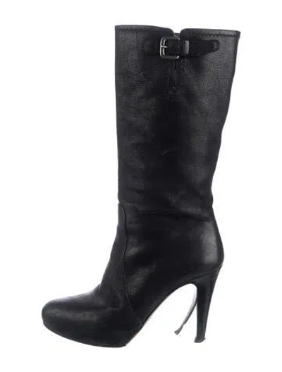 Pre-owned Prada Leather Boots In Black