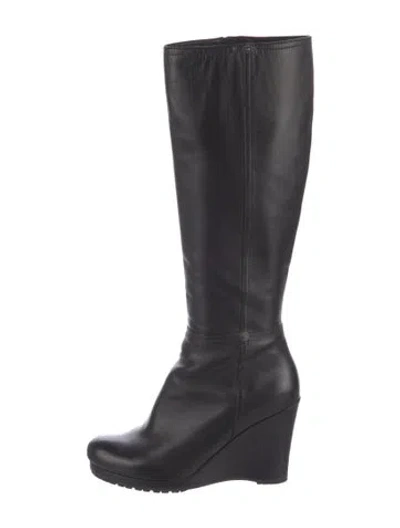 Pre-owned Prada Leather Boots In Black