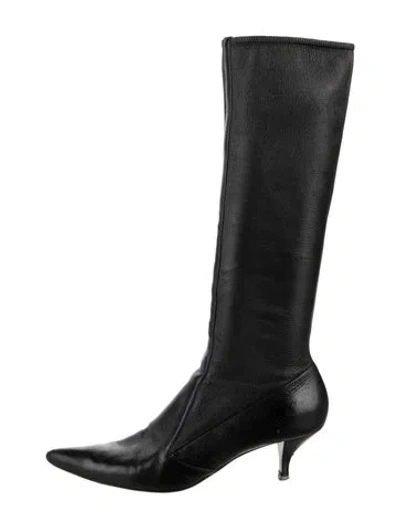 Pre-owned Prada Leather Boots In Black