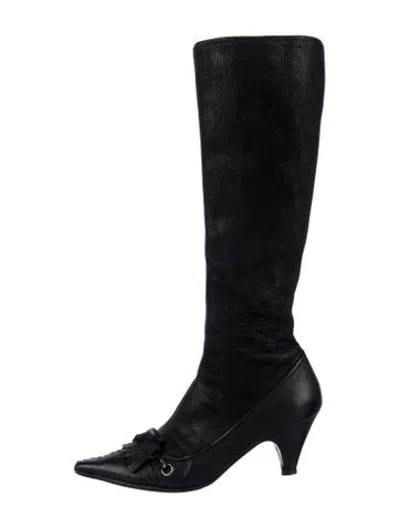 Pre-owned Prada Leather Boots In Black