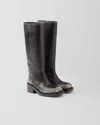 Prada Leather Boots In Black