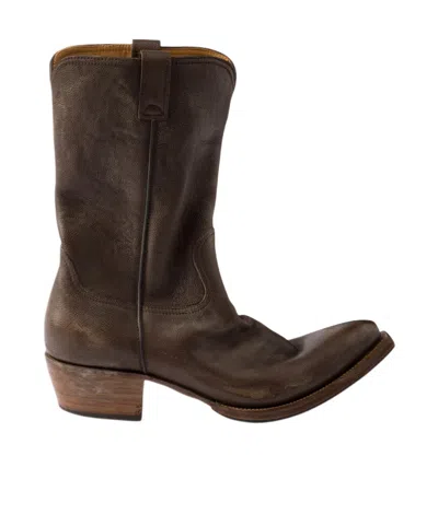 Prada Leather Boots In Brown