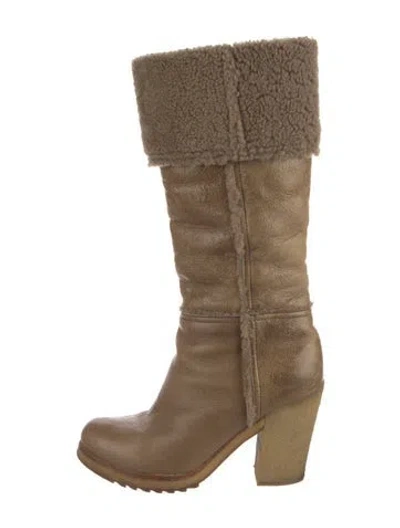 Pre-owned Prada Leather Boots In Brown