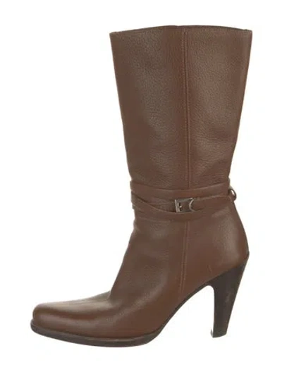 Pre-owned Prada Leather Boots In Brown