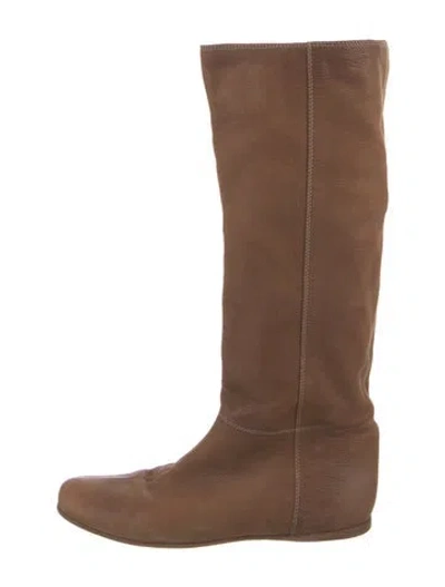 Pre-owned Prada Leather Boots In Brown