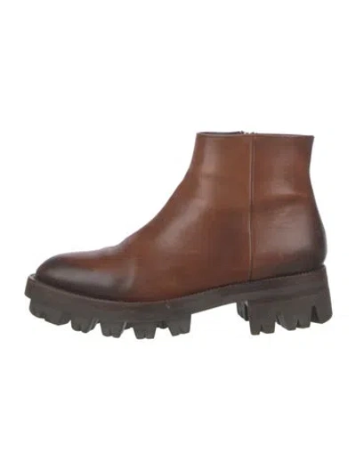 Pre-owned Prada Leather Boots In Brown
