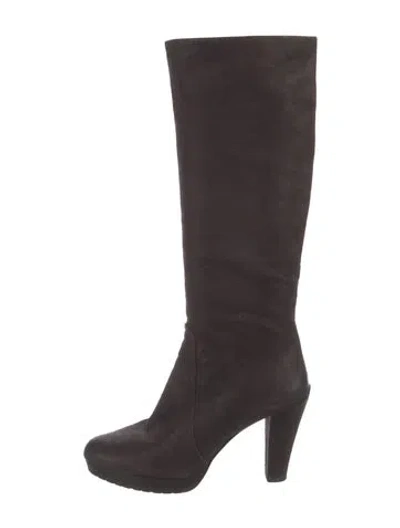 Pre-owned Prada Leather Boots In Brown