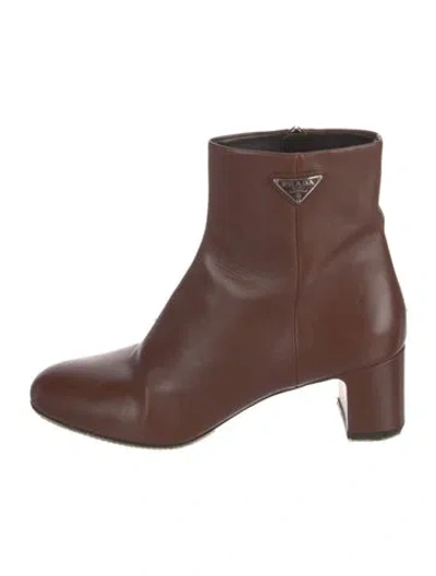Pre-owned Prada Leather Boots In Brown