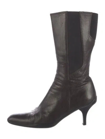 Pre-owned Prada Leather Boots In Brown